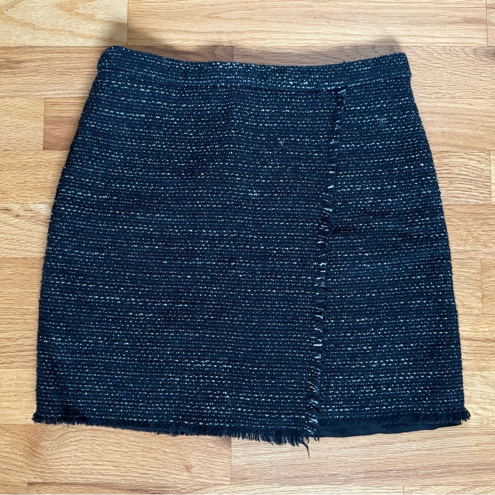 Mango Black Tweed Mini Skirt